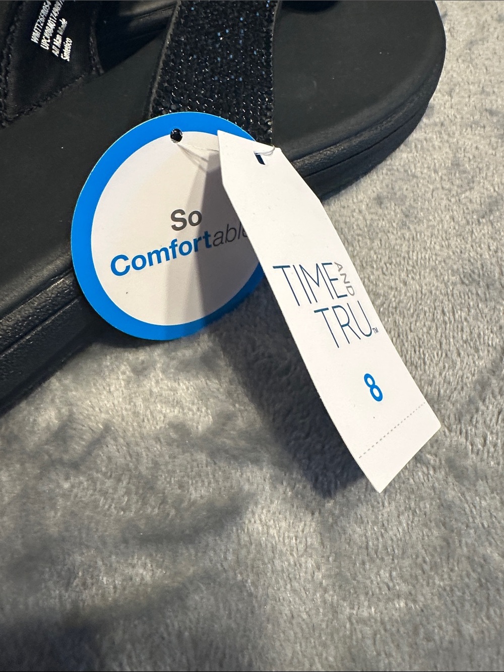 NWTS Time and Tru Black Sparkle Thong Sandals Sz 8 - Picture 4 of 10